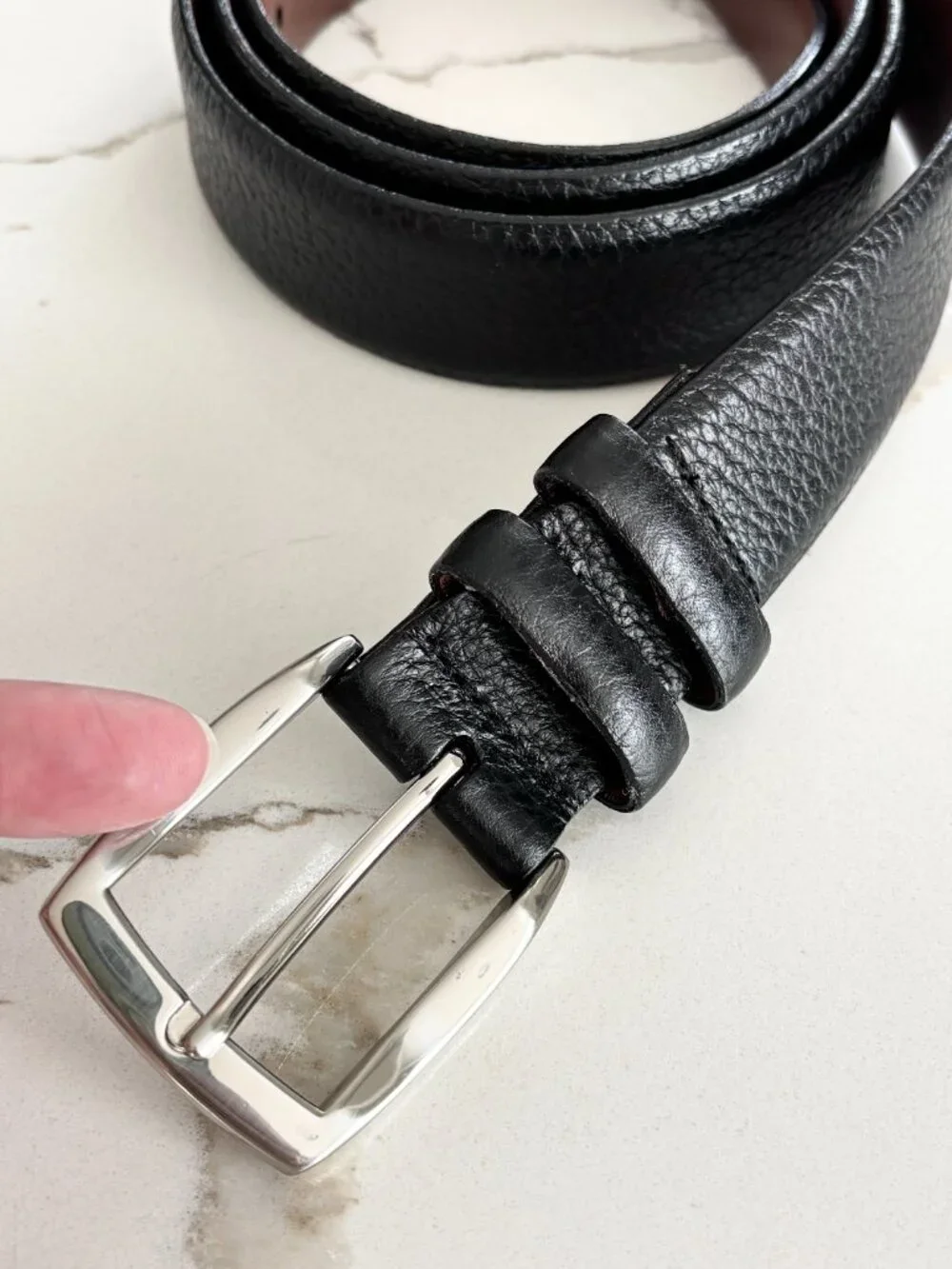 NEW TORINO European Tumbled Calfskin Leather Belt Black MENS 44